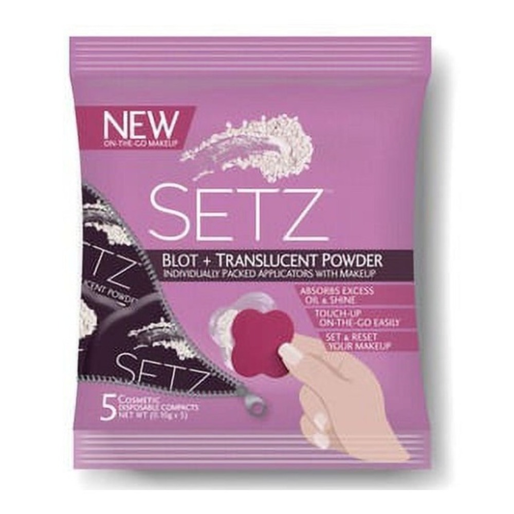 SETZ Blot + Translucent Powder On-The-Go Makeup 2 Packs 10 Total Compacts NEW
